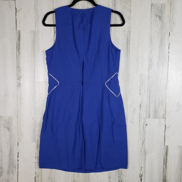 NWT Colorblock Royal Blue Sleeveless V-Neck Mini Dress Women's Size Medium - Picture 6 of 10